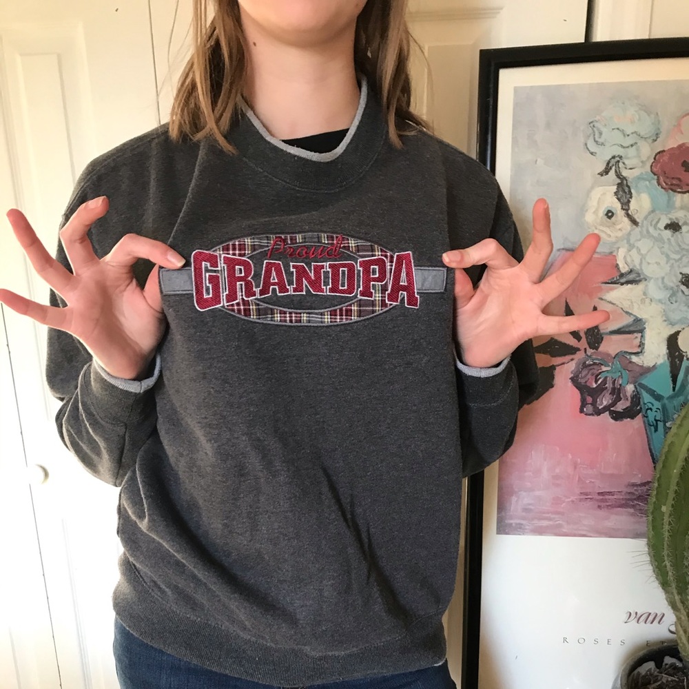 Cute “proud grandpa” sweatshirt.